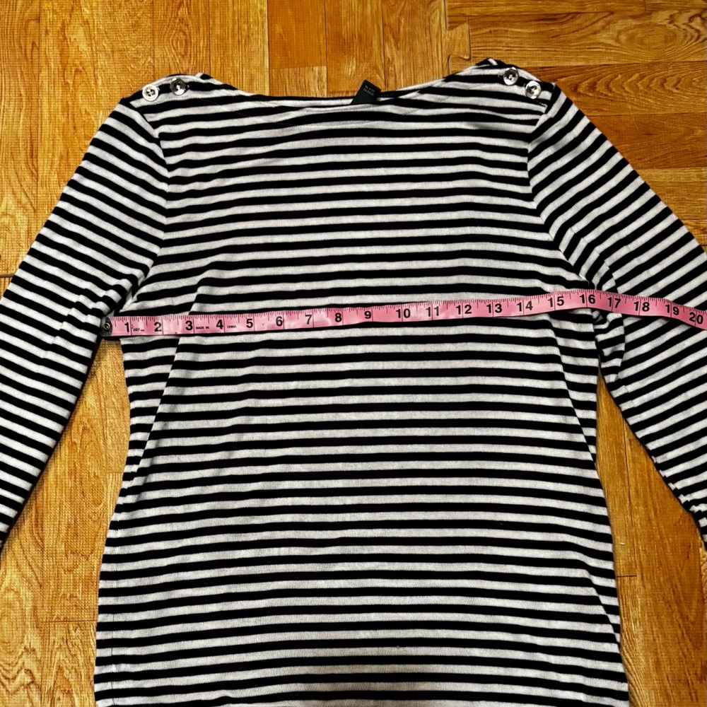 Ralph Lauren Striped Top Black White Long Sleeve Size PL Classic Chic - Picture 5 of 7